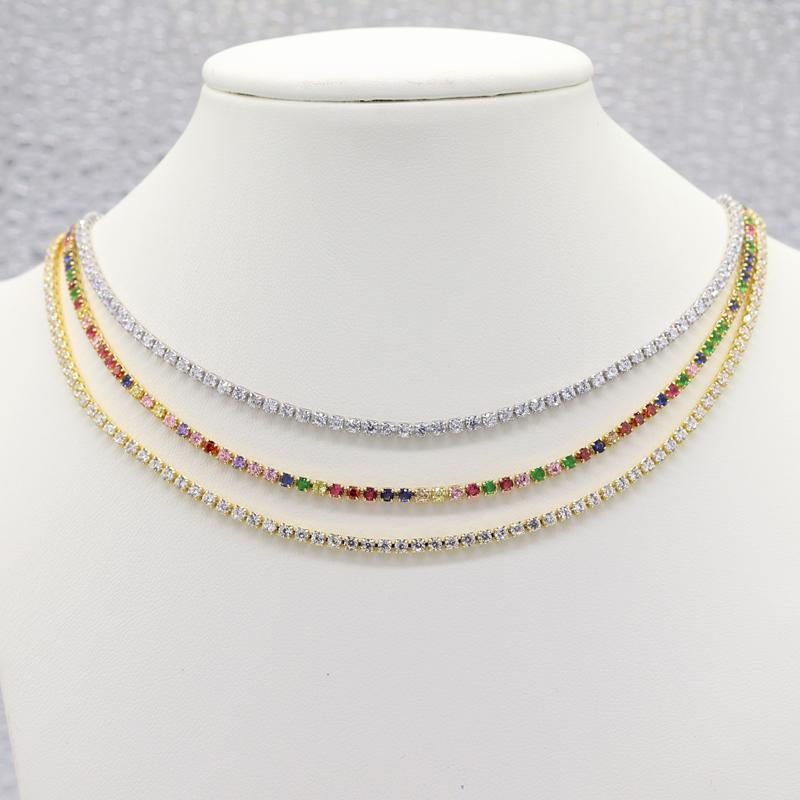 Tennis Necklace for Women Sparking Rhinestone Choker Necklaces Zirconia Diamond Bridal Wedding Jewelry Extended Chain