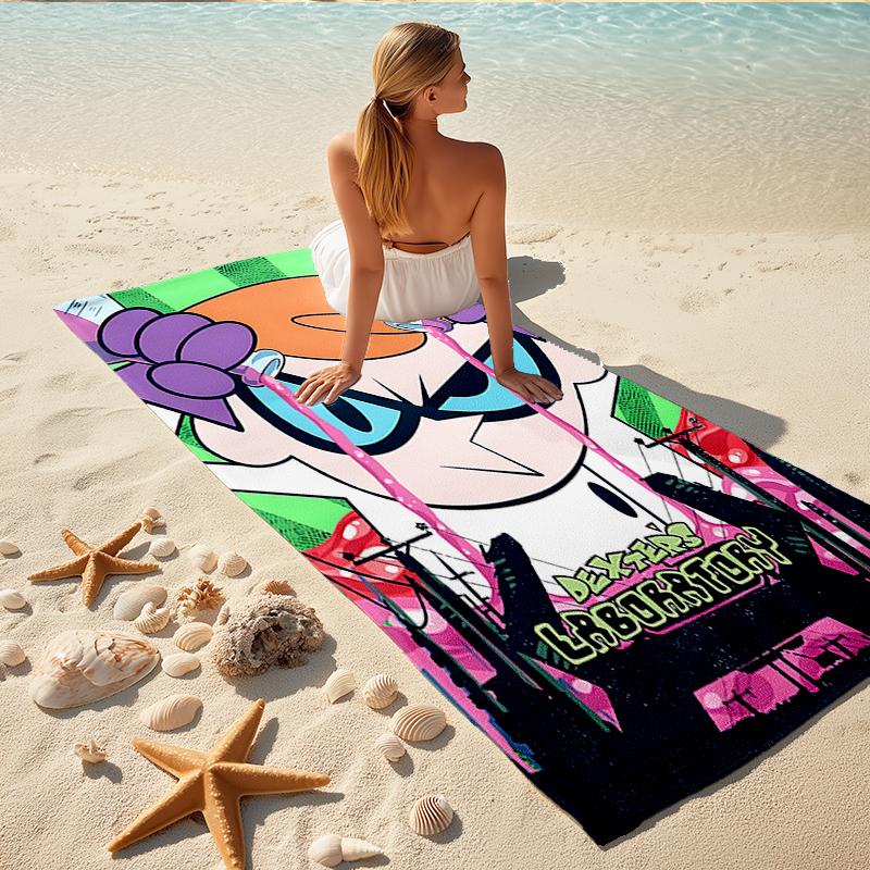 1Pc Dexter'S Laboratory Adventure Beach Towel, Quick Dry, Multi-Use for Beach Pool Gym Yoga Home Travel, Christmas, Halloween, Xmas Gift M929247