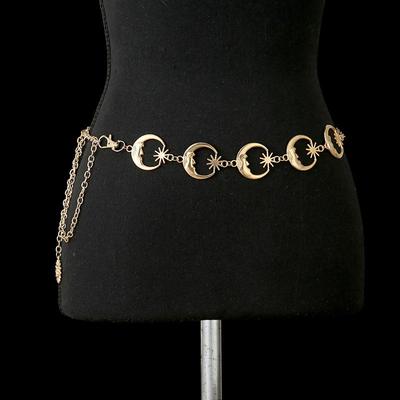 Trendy Sun & Moon Pendant Metal Chain: Versatile Hip Hop Waist Accessory 