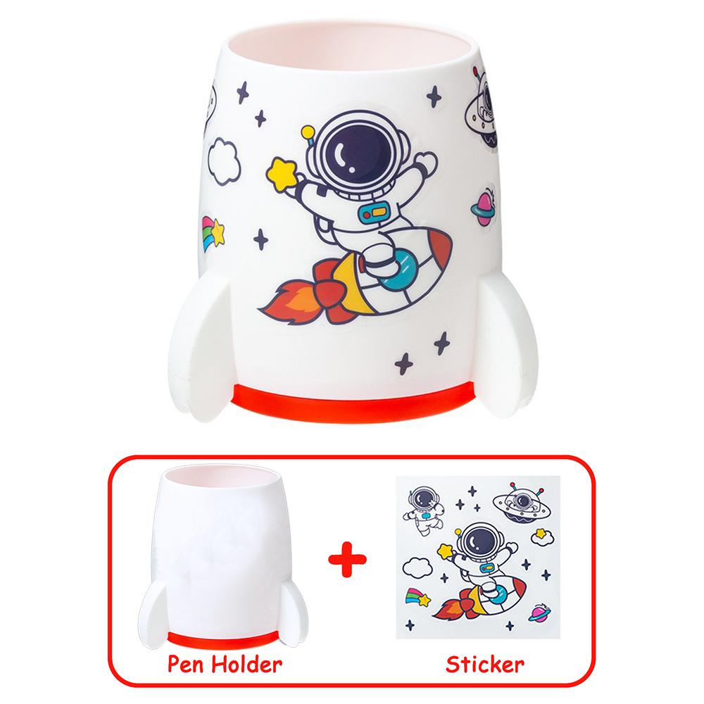 Cartoon Pen Holder Rocket Pen Holder for Stickers Office Student Desktop Pen Storage Box, Office Storage Makeup Brush Box