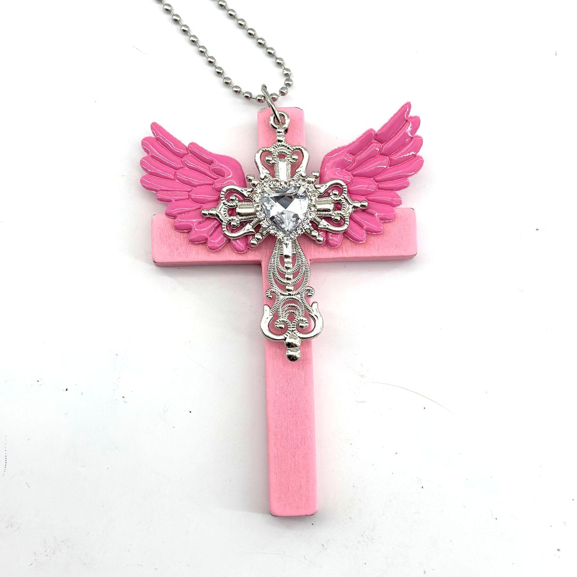 Angel Cross Gothic Y2K Rhinestone Necklace
