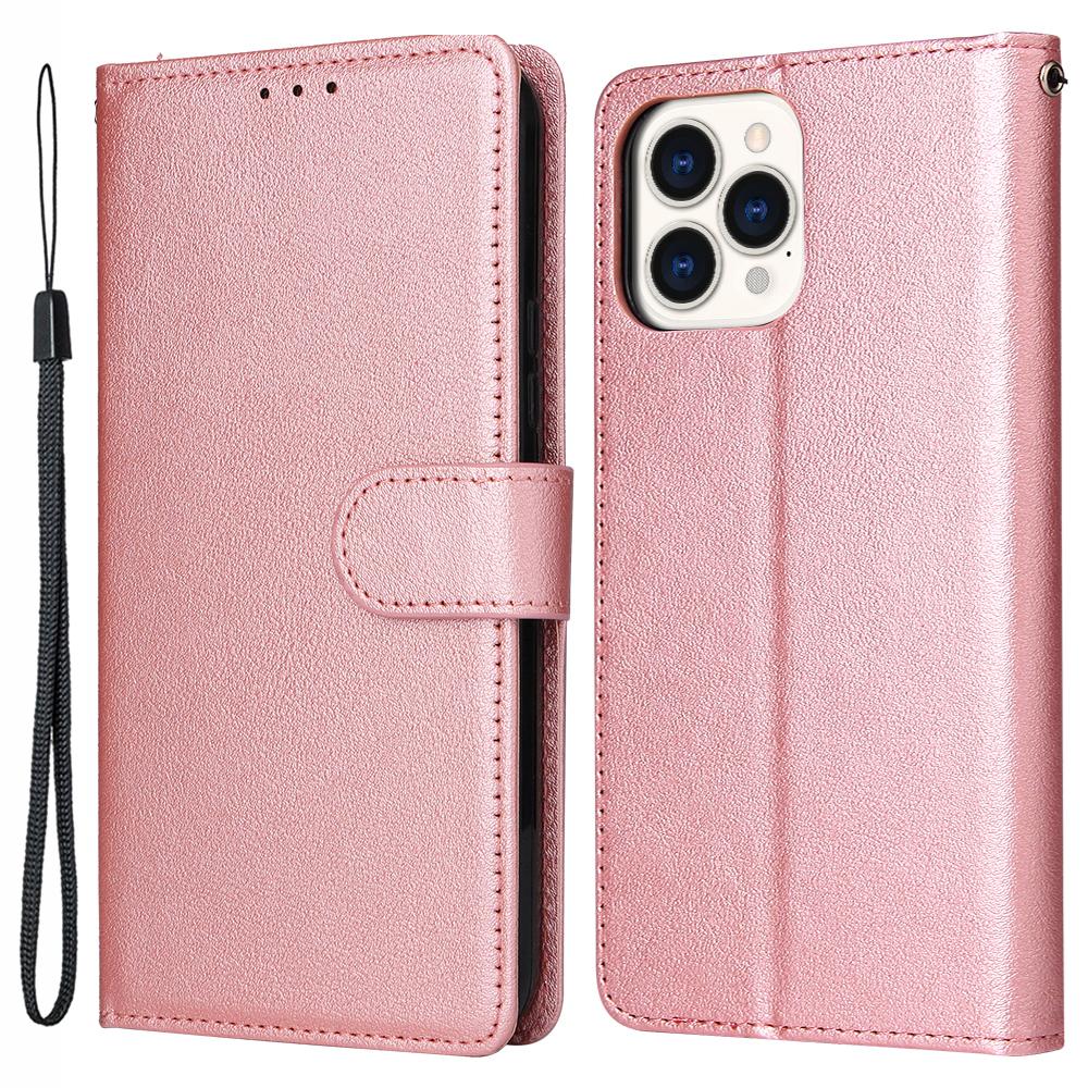 For iPhone 13 Pro Max 6.7 inch Case PU Leather Wallet Flip Phone Cover with Wrist Strap