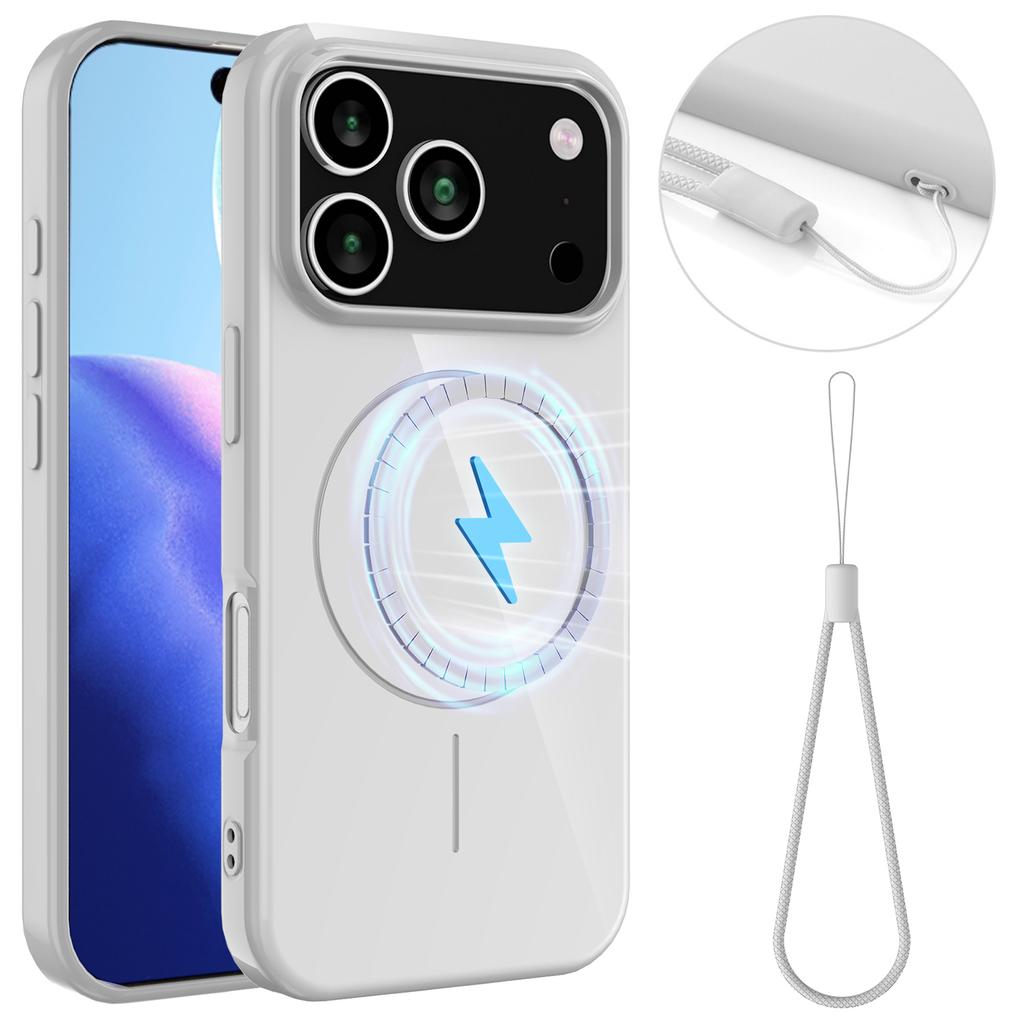 For iPhone 17 Pro Magnetic Case Compatible with MagSafe TPU Phone Back Cover with Lanyard