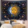 Boho Sun and Moon Tapestry, Colorful Celestial Starry Sky Mandala Print Wall Hanging for Bedroom Living Room Dorm Decor