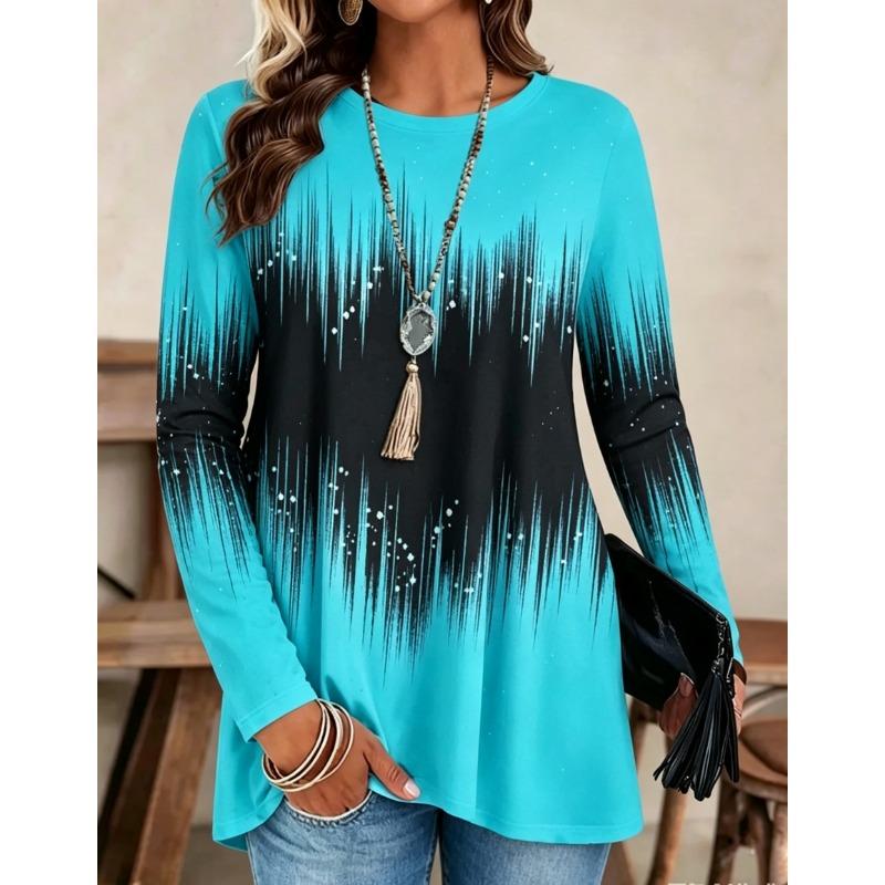 Autumn and winter women's long-sleeved O-neck T-shirt