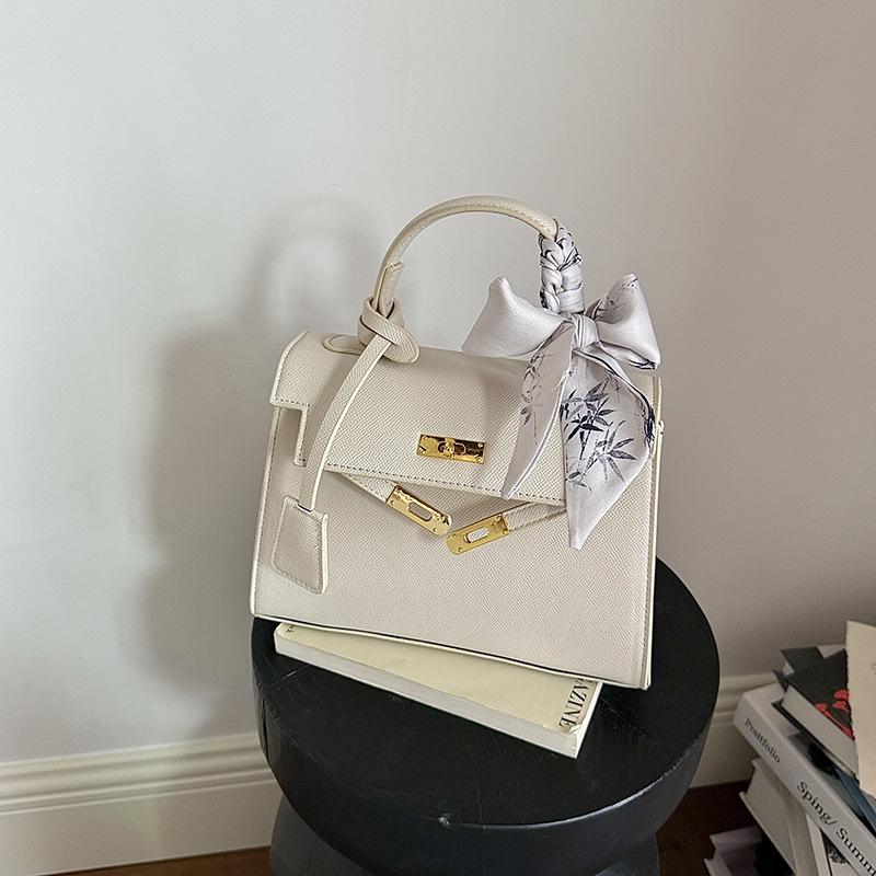 2026 Mori Cute Lychee Textured Niche Shoulder Bag - Women's Summer Small Square Handheld Kelly Bag