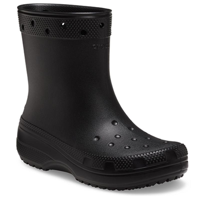 Crocs Flat Heel Short Boots Unisex Black