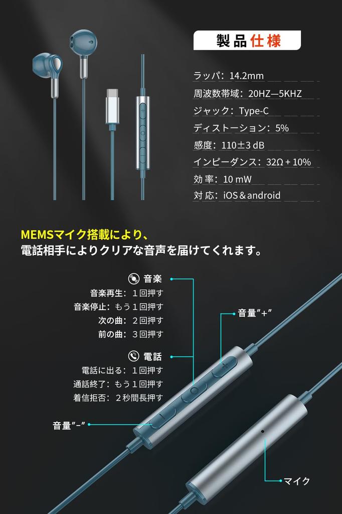 Laza-Vally Type C Wired Earphones with Mic and Remote, Compatible with Windows, Android, and iOS Devices. Compatible with Android smartphones, iPhone