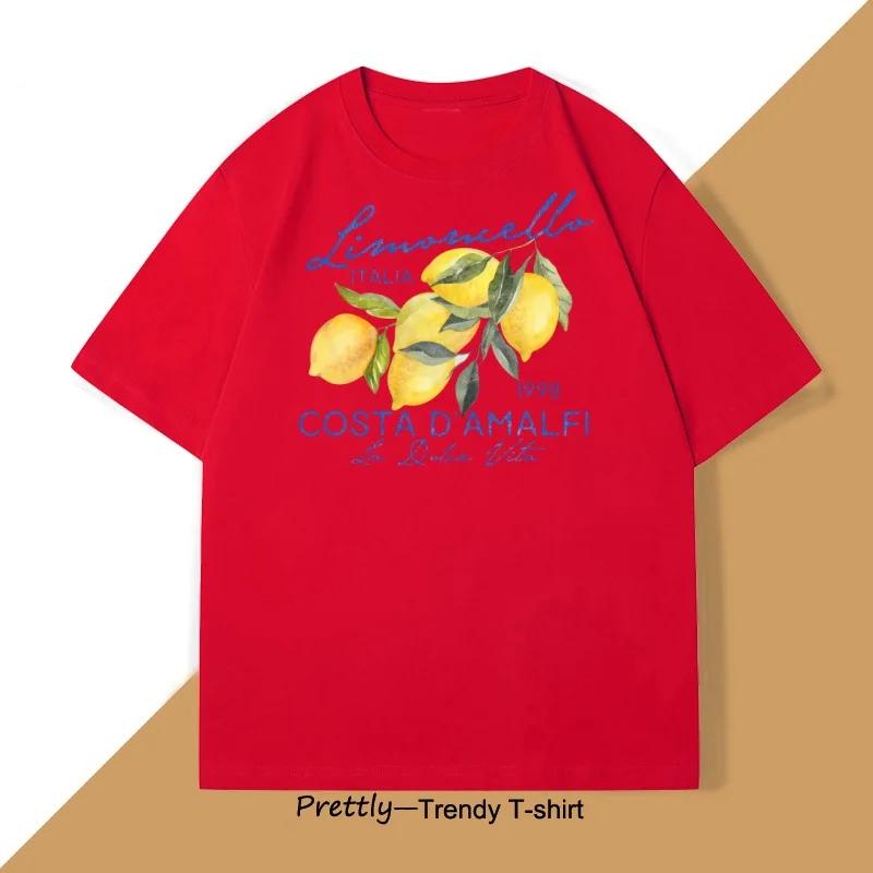 Retro Lemon Italy T-shirt Printed Short Sleeve T Shirt Women Casual Harajuku Streetwear Tee Tops Camiseta Women Summer Tees