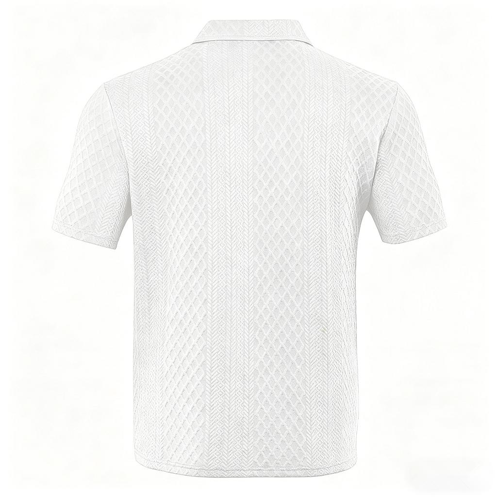 European and American Men's Summer Thin, Loose, Breathable, Casual Solid Color Jacquard Lapel Short Sleeved Polo Shirt for Men
