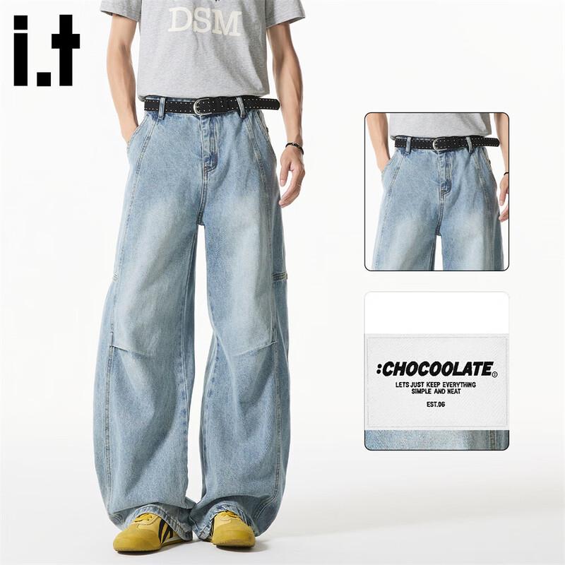 :CHOCOOLATEit Men s Summer Loose Wide-Leg Jeans L