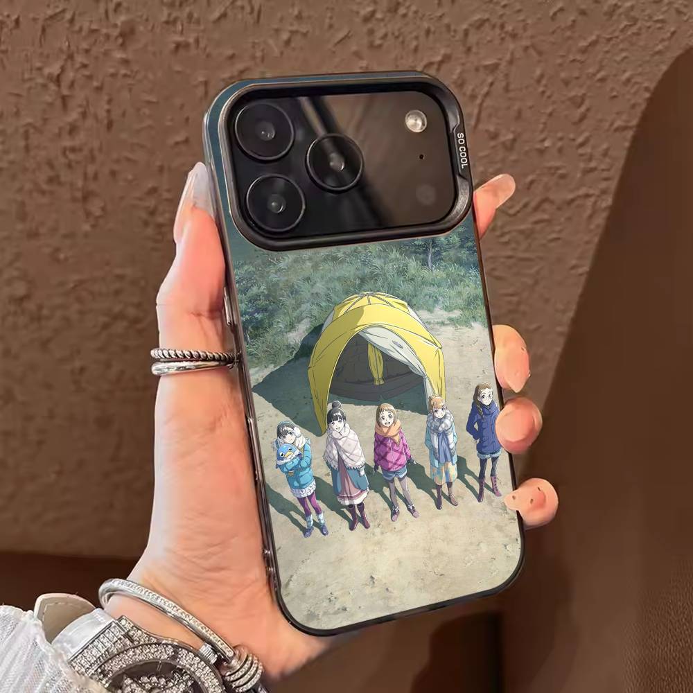 

Y-Yuru C-Camp Anime Phone Case For iPhone 17,16,15,14,13,12,11,Pro Max,Plus Candy Silver Cover iPhone17air