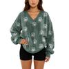 Women's V-Neck Sweatshirt Plush Solid Color Casual Fashion Long Sleeve With Pocketed Pullover Top