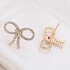 Elegant Bow Micro-inlaid Diamond Stud Earrings - Pure Copper, Creative Fashion Style