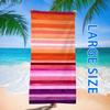 Gradient orange pink purple horizontal stripe design lightweight quick dry beach towel made for summer beach travel activities