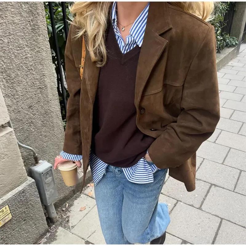 European-American Women's Retro Suede Jacket - Hot-Selling Casual Fashion