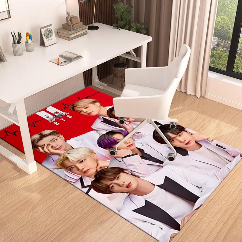 Heartbeat Bts Carpet For Playroom Bedroom Living Room Sofa Home Decorkids Game Area Rug Nonslip Floor Mat