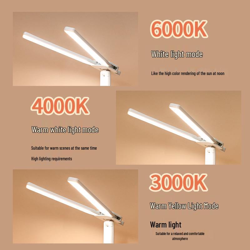 Rechargeable LED Desk Lamp with Eye Protection, Clip-On for Children's Bedroom or Dormitory.