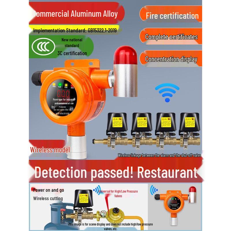 MDNG Baorui Combustible Gas Alarm with Auto Shut-off CN plug (adapter included)