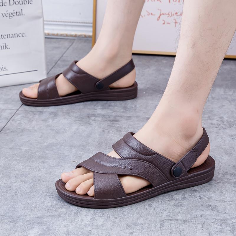 Fashion Men Summer Slip on Sandals Non Slip Open Toe Casual Comfortable Trendy Buckle PVC Flip Flops