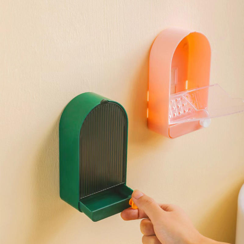 Wall Mounted Soap Holder Reusable Self Draining Soap Dish Holder Anti-Dust Waterproof Self-Adhesive Soap Dish Box for Bathroom