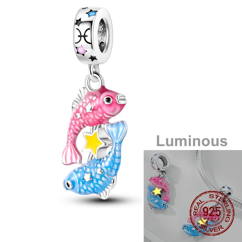 925 Silver Chameleon Charms Bead Colorful Sketchpad Dangle Zirconium Clip for Bracelet Necklace DIY Jewelry