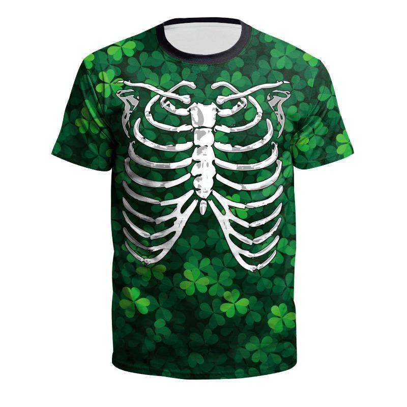 2025 New Spring Foreign Trade St. Patrick's Day 3D Digital Printed Round Neck Short Sleeved Men's T-shirt