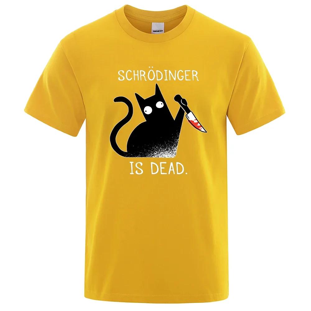 T-Shirt mit Schrödinger-Motiv (eine tote schwarze Katze), Oversize-Schnitt, weiches Kurzarm-Street-Top, modische Baumwolle, hohe Qualität