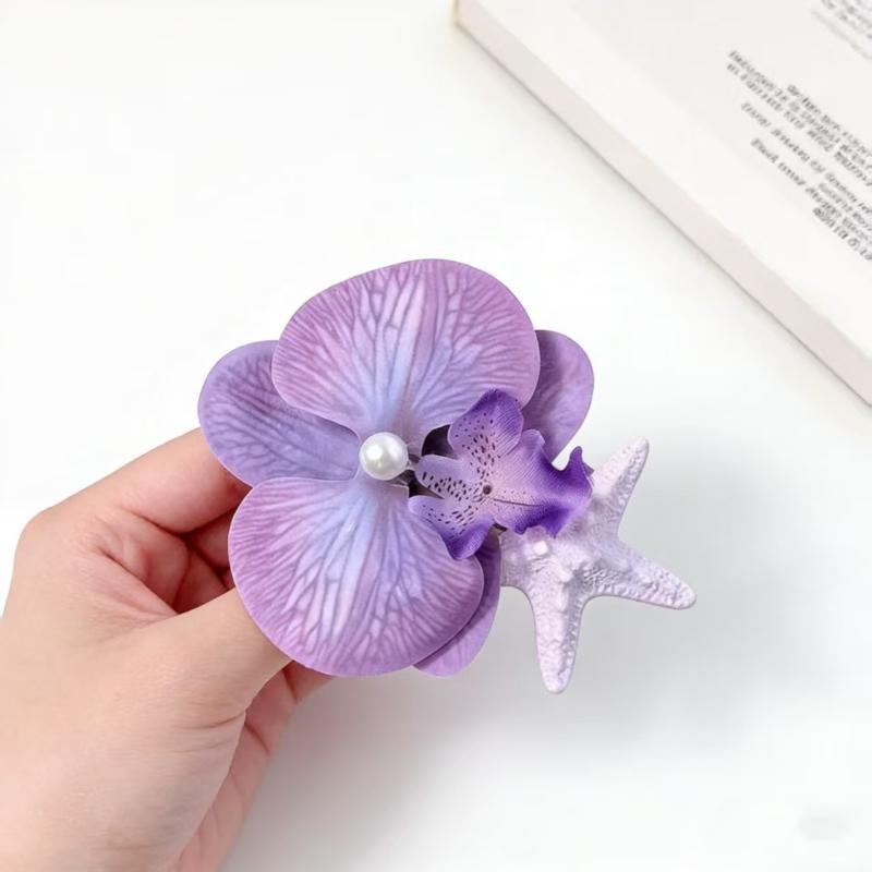 Halaenopsis Starfish Hair Clip Romantic Beach Vacation Hair Barrette Cute Summer Hair Accessory For Women Girls