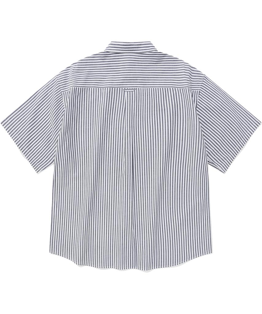 COVERNAT Whale Logo Stripe Half Shirt Navy