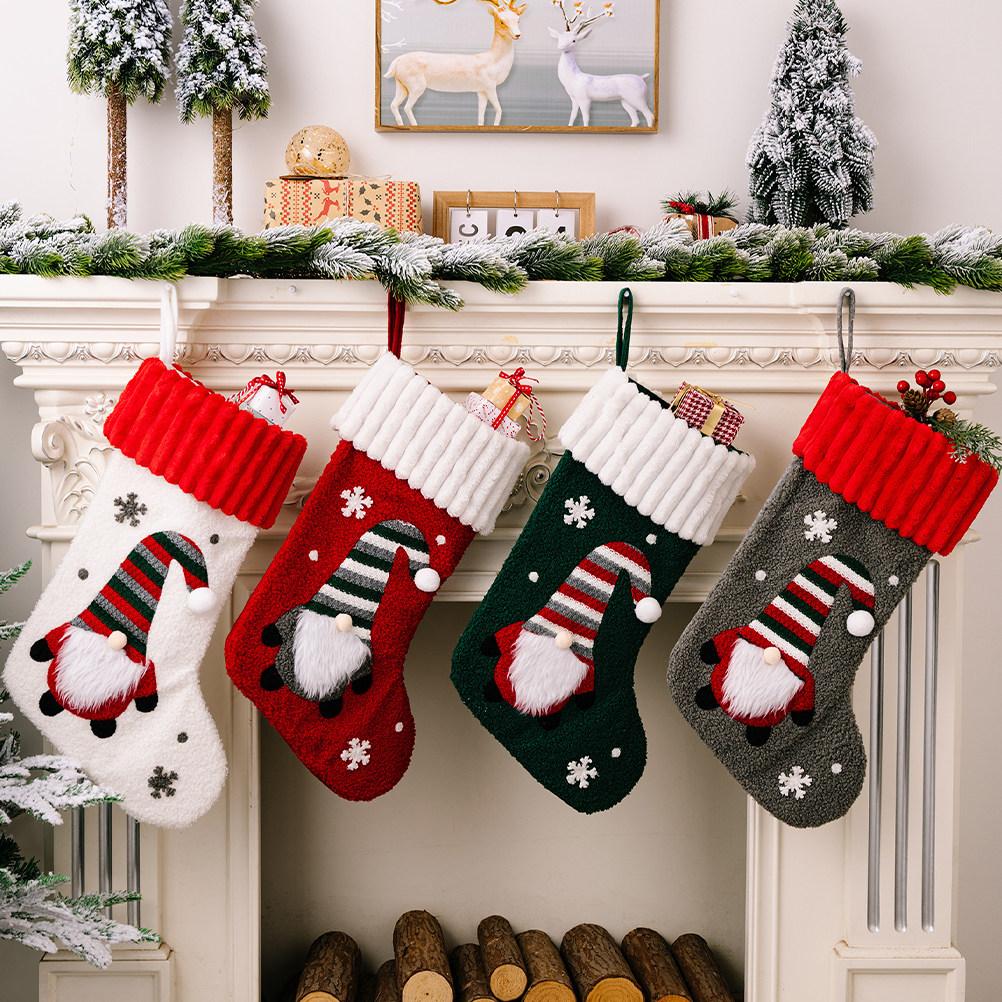 Christmas Stocking Vintage Knitting Reusable Hanging Decor Candy Gift Bag Holiday Decoration Christmas Tree Ornament Indoor other