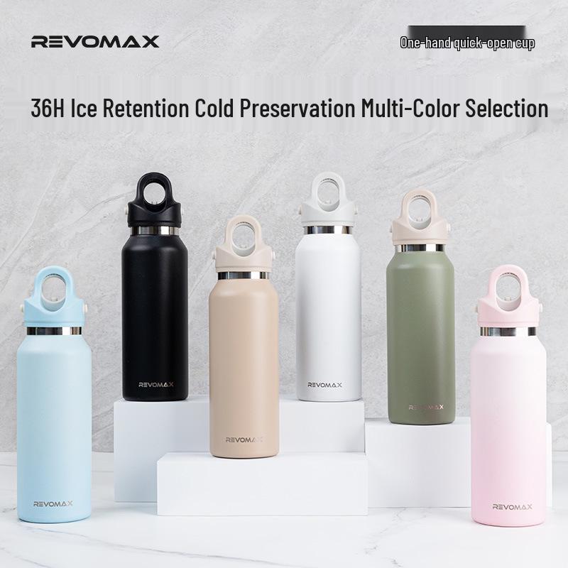 REVOMAX Threadless Insulated Sports Bottle with One-Handed Open Lid