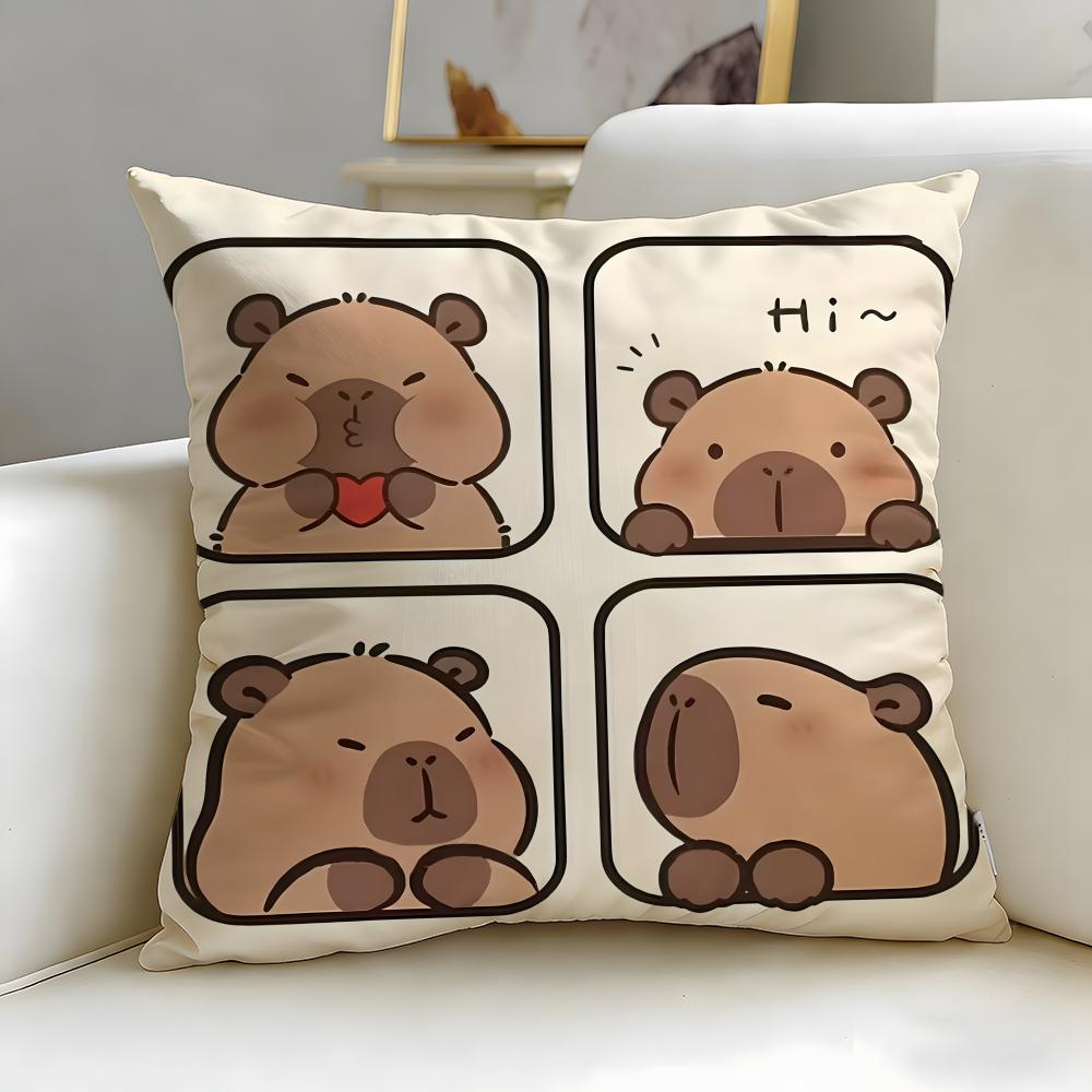 classic animal Capybara Cushion Cover Soft & Easy-Wash Pillow Case – Versatile for Couch, Bed, Travel and Office