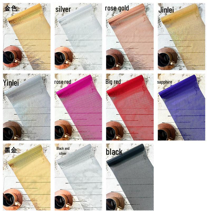 Gold Foil Plaid Sequin Party Table Runner