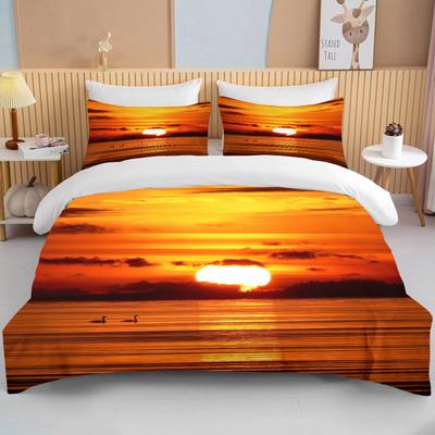 Ensemble de literie Sun Coucher de soleil Housse de couette avec taie d'oreiller Literie King Queen Full Double Simple Tailles Luxe Linge de lit Décor