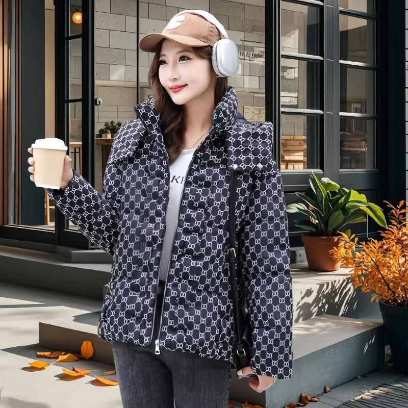 Women's Short Cotton-padded Clothes, New High-end Fashion Loose Cotton-padded Clothes, Warm and Thickened Cotton-padded Jacket.
