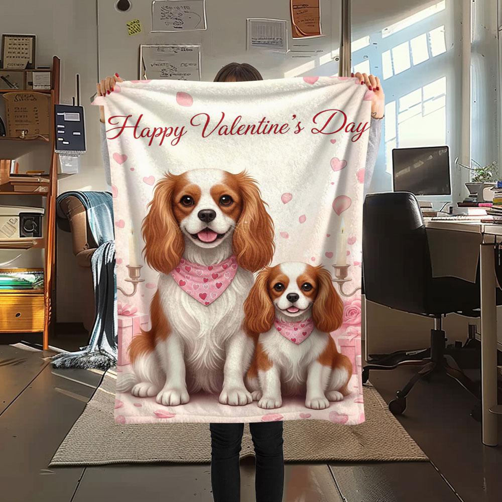 1Pc Cutetwodogs Print Flannel Blanket, High quality Comfortable for All Seasons, Home Decor, Warmth and Comfort, Perfect for Christmas Gifts