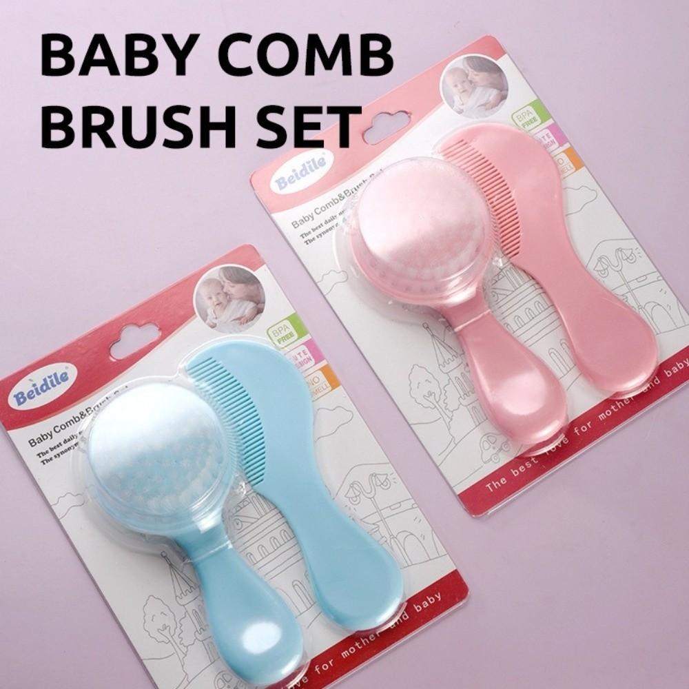 2 PCs Scalp Massage Baby Grooming Kit Plastic Newborn Hair Brush Soft Bristle Scalp Brush