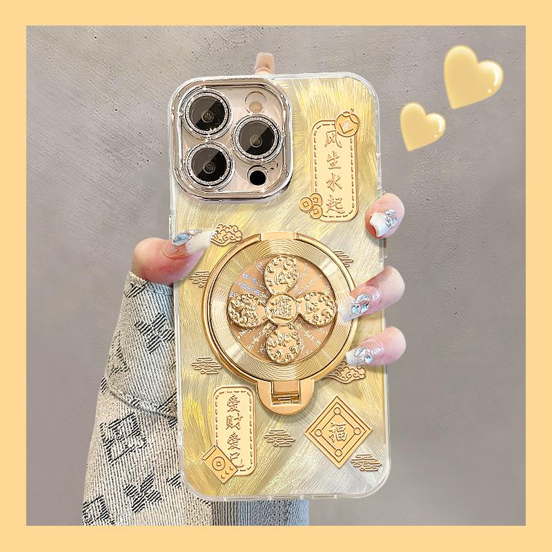 Feather yarn Fengsheng Shuiqi bracket is suitable for Apple 17 New Year's mobile phone case iphone15promax lanyard 16 women's models