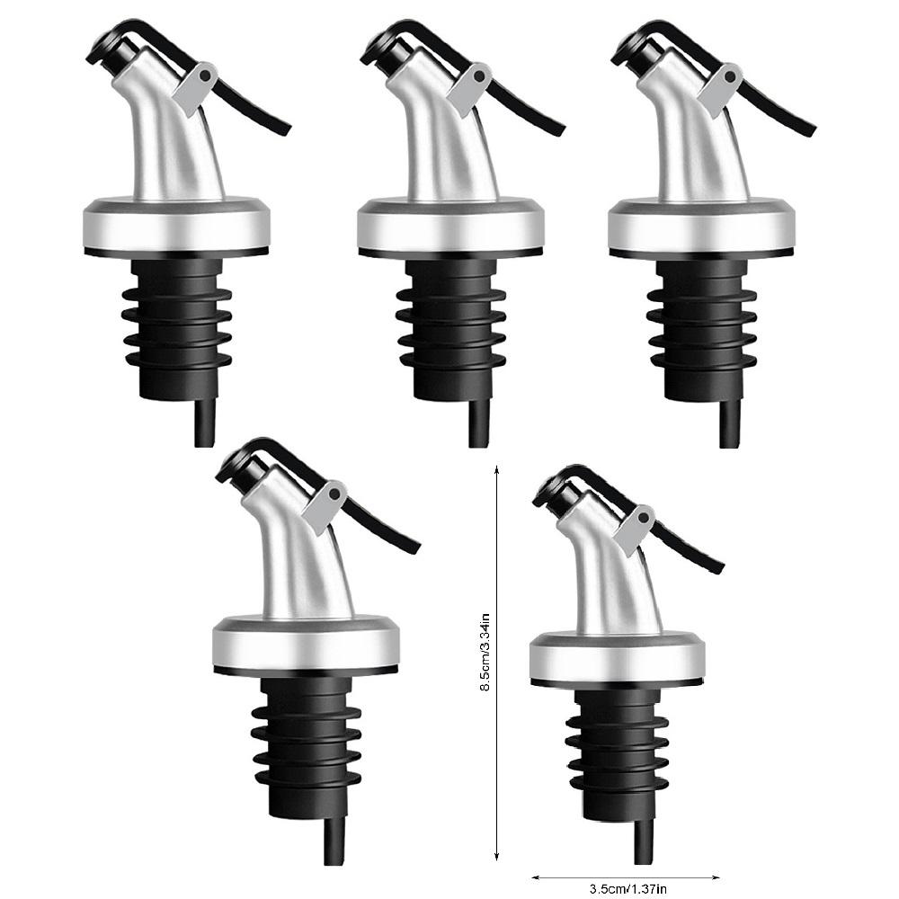 5/4Pcs Oil Bottle Stopper Stainless Steel Olive Oil Pourer Dispenser Spout Glass Bottle Pourer Cap Spout Stopper Mouth Dispenser