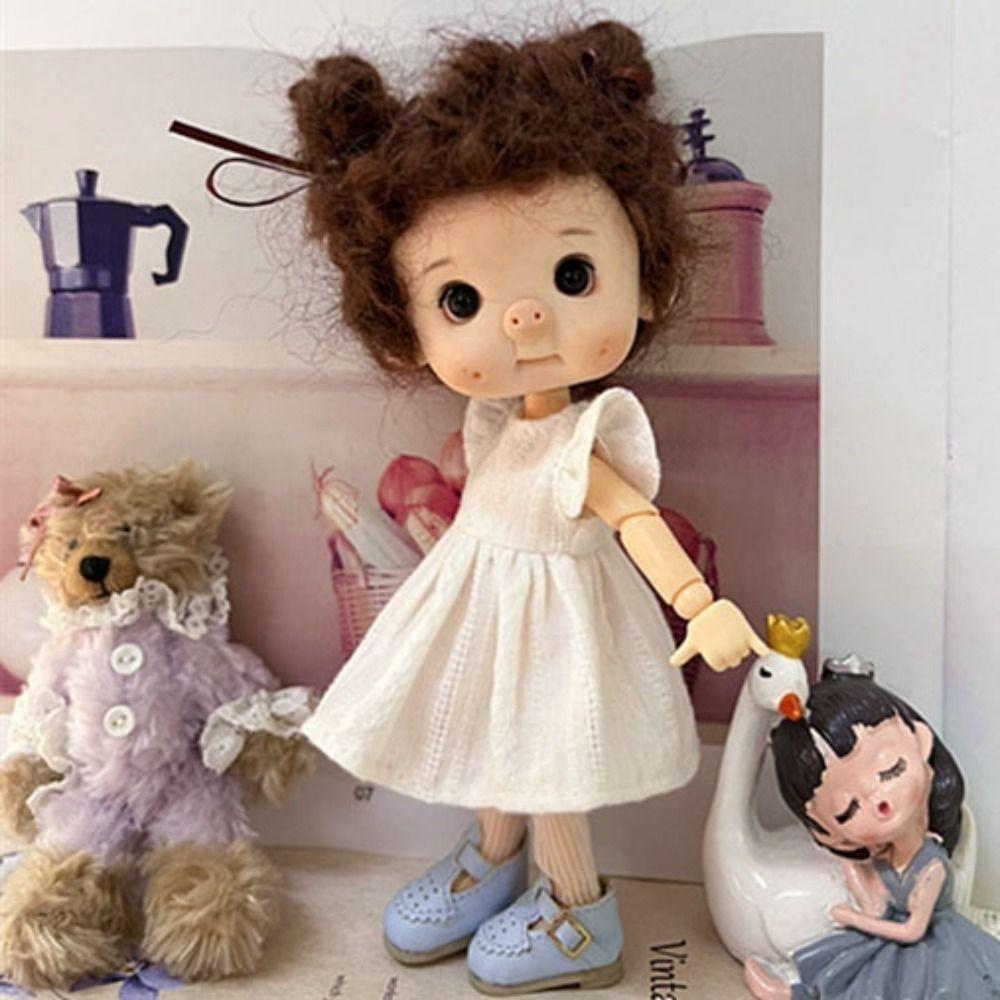 Handmade Dolls Outfits Dresses Lotus Leaf Sleeve White Cardigan  for 1/11 OB11 Dolls/for 1/12 BJD