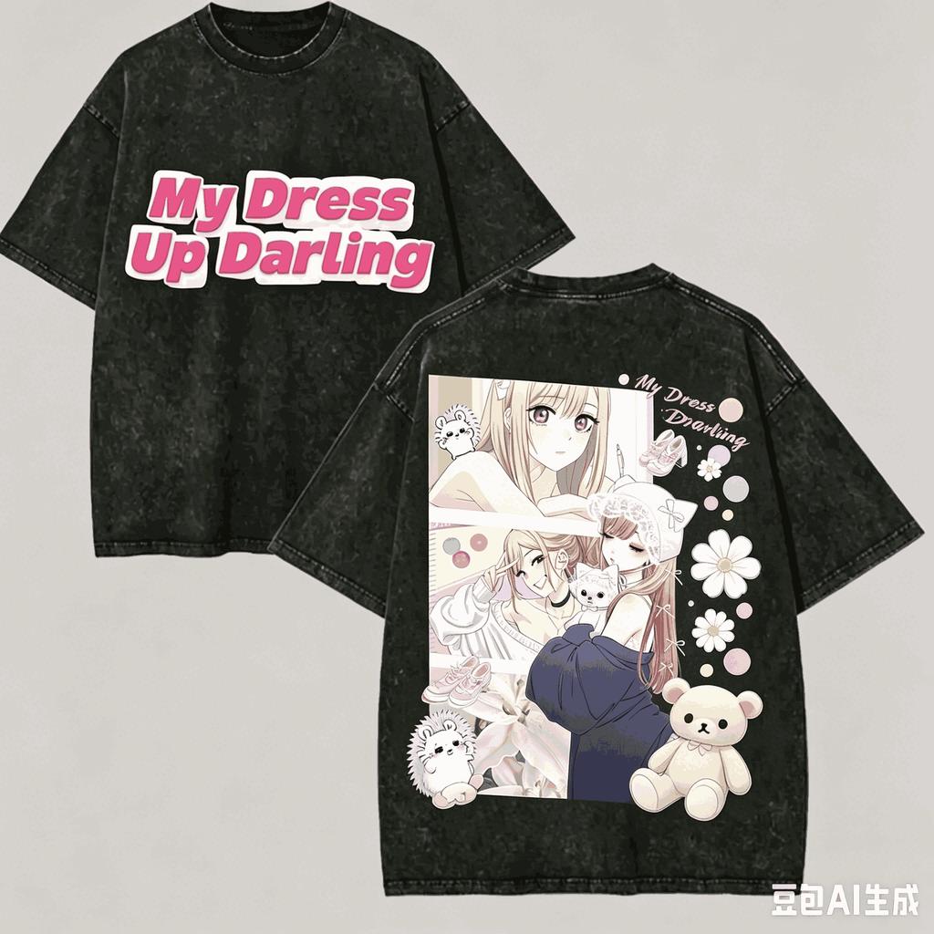 My Dress-Up Darling Washed Tshirt Anime Lover Harajuku New Model Oversized Vintage Loose Streetwear Classic Unisex high quality
