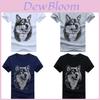 Comfortable Men Wolf Print Round Neck Short Sleeve T-shirt For Stylish Summer Wear