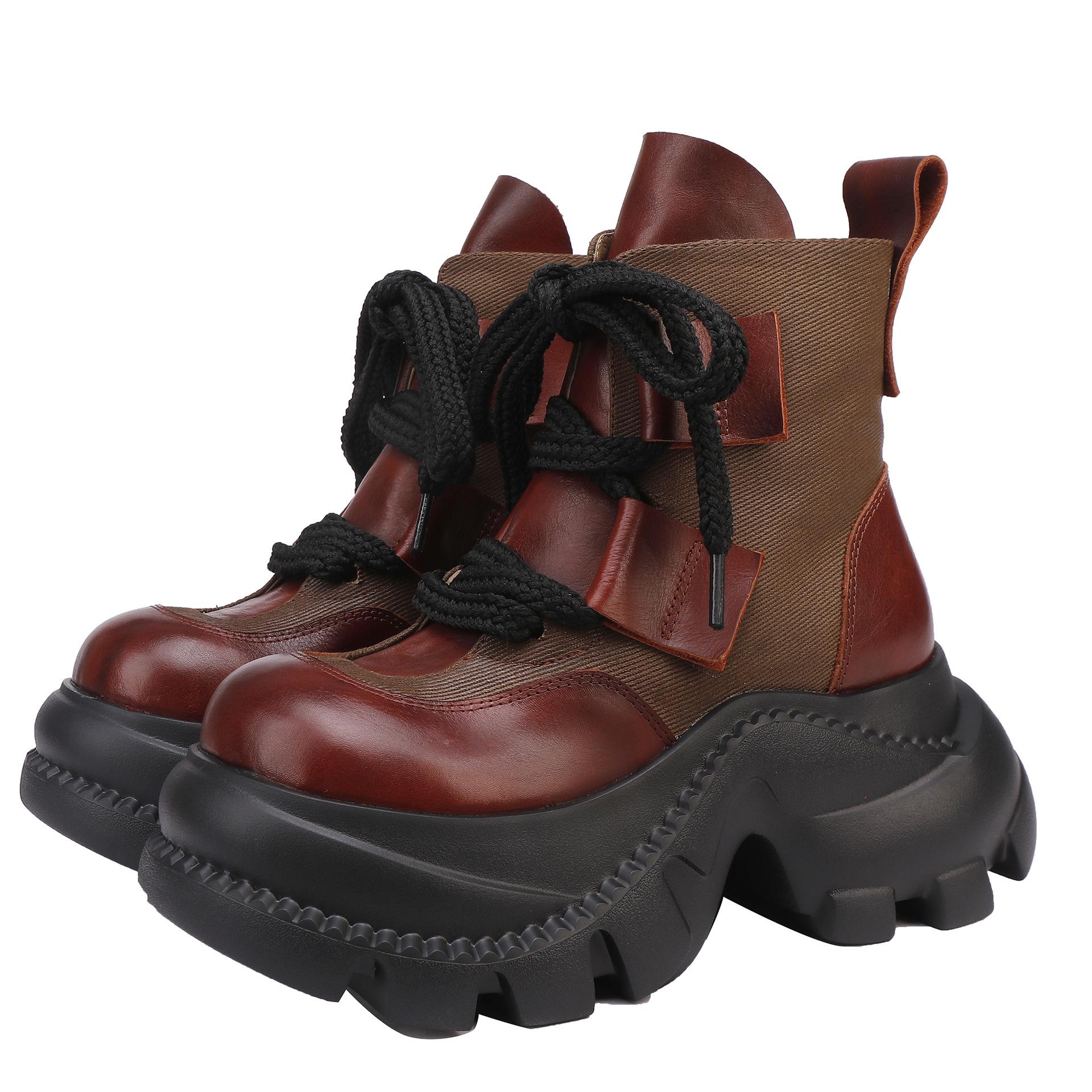 

2025 Autumn/Winter Women s Genuine Leather Martin Ankle Boots - Thick & Soft-Soled, Comfortable, Stylish Cowhide Design 39 коричневий