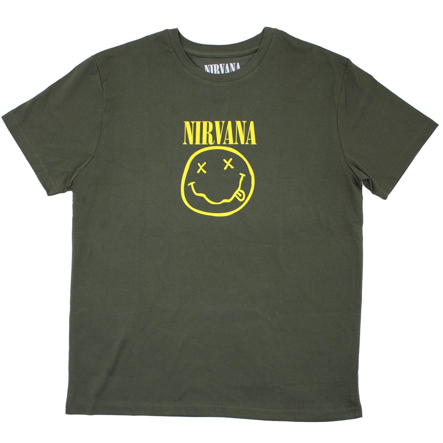 Men s Nirvana Yellow Smiley T-shirt Medium Green XL