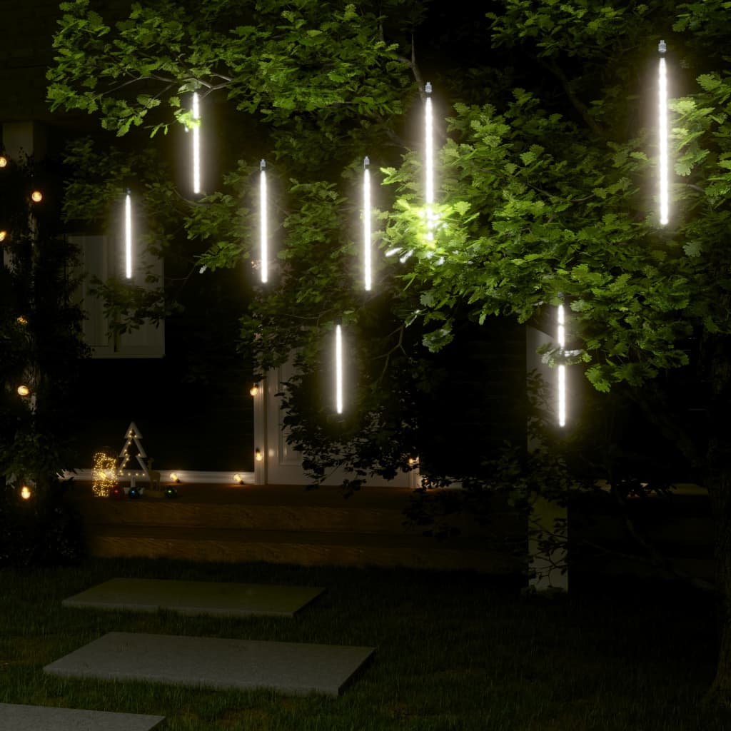 LED Meteor Lights 8 pcs 30 cm Cool White 192 LEDs