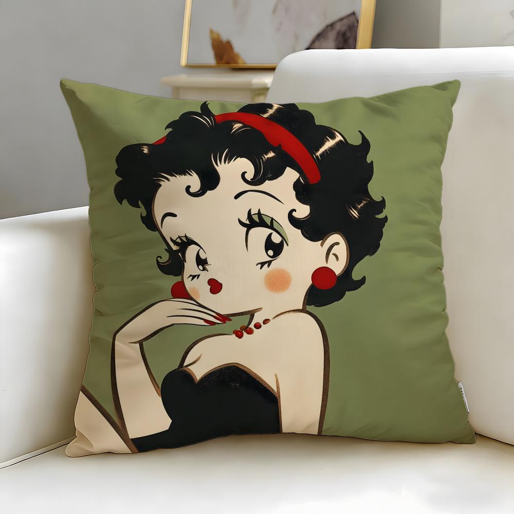 classic cartoon character Betty Boop Cushion Cover Soft EasyWash Pillow Case Versatile for Couch Bed Travel and Office