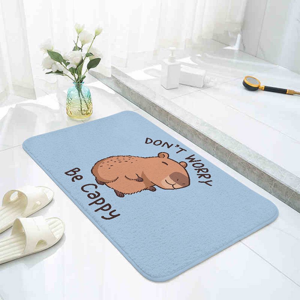 Cute Capybara Floor Mat Pattern Printed Flannel Door Mat, Suitable For Bathroom, Living Room, Home Decoration