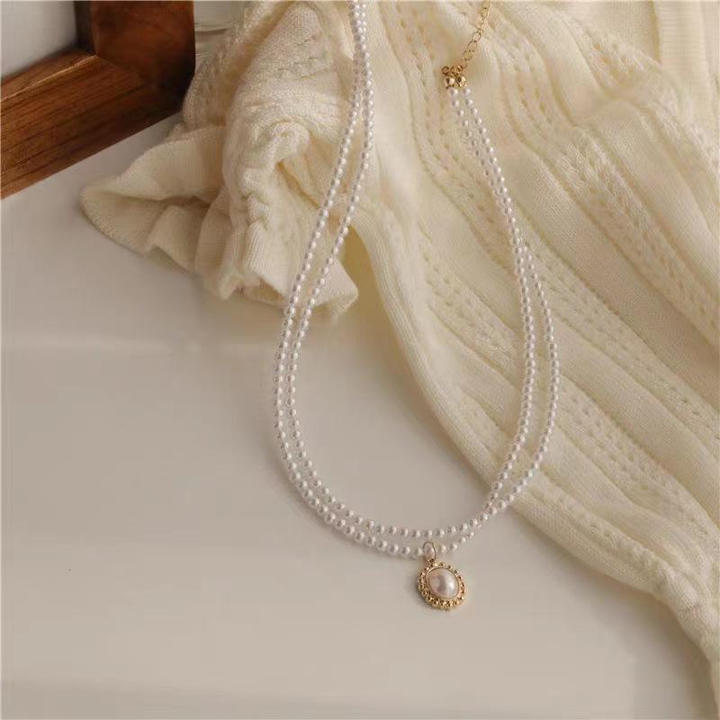 French Baroque Double-Layer Pearl Choker Necklace - Chic & Versatile Clavicle Chain