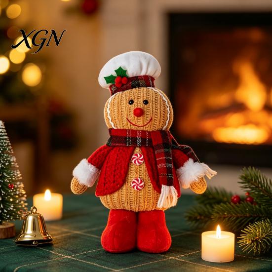 Christmas Gingerbread Man Decorations Plush Doll Decoration, Stuffed Boy Girl Dolls for Home Decor Ornament Tiered Tray Holiday Party